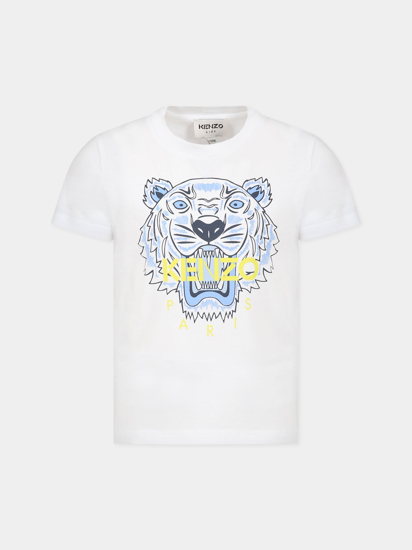T-shirt bianca per bambino con Kotora e logo,Kenzo Kids,K25802 10B
