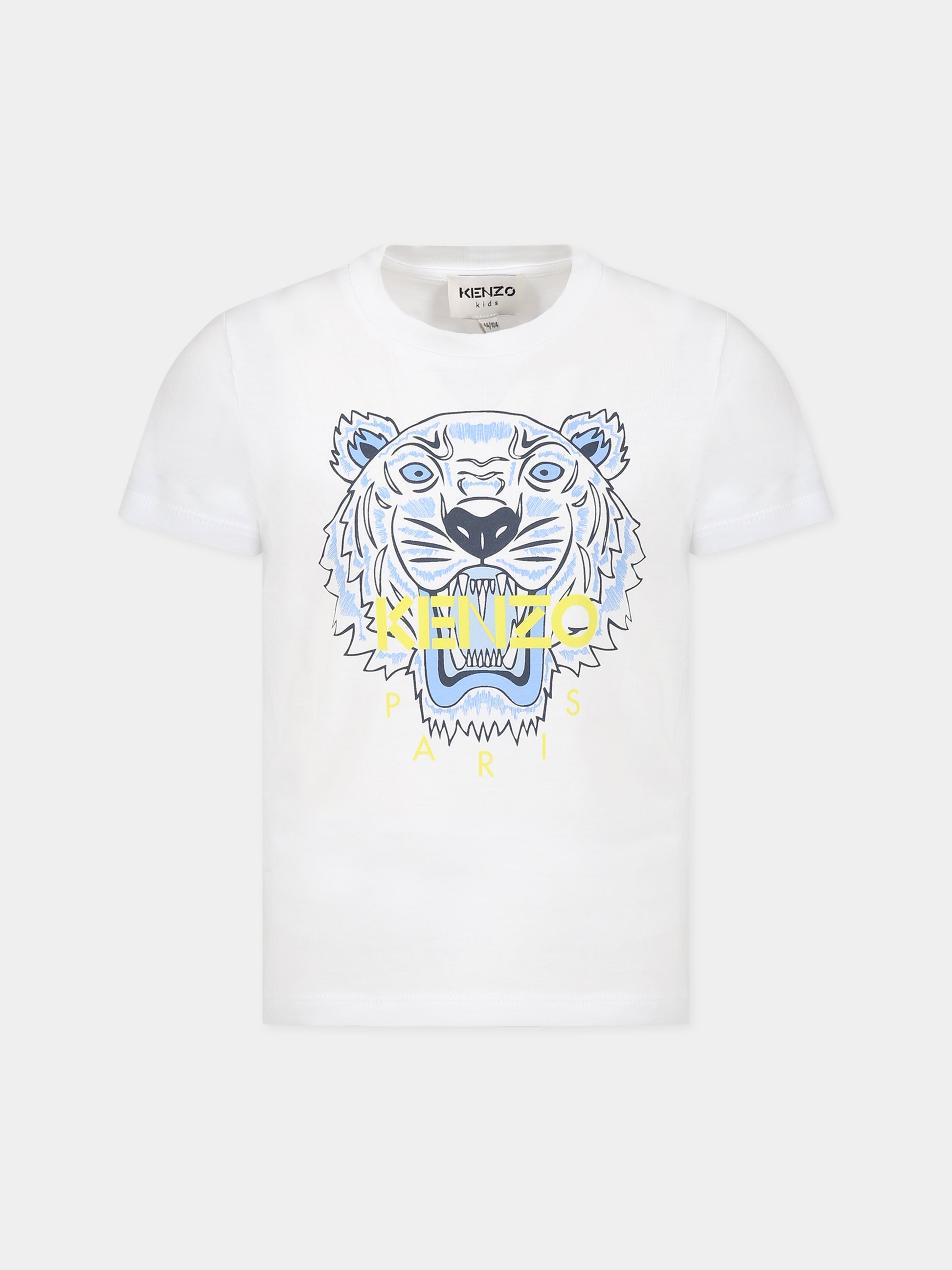 T-shirt bianca per bambino con Kotora e logo,Kenzo Kids,K25802 10B
