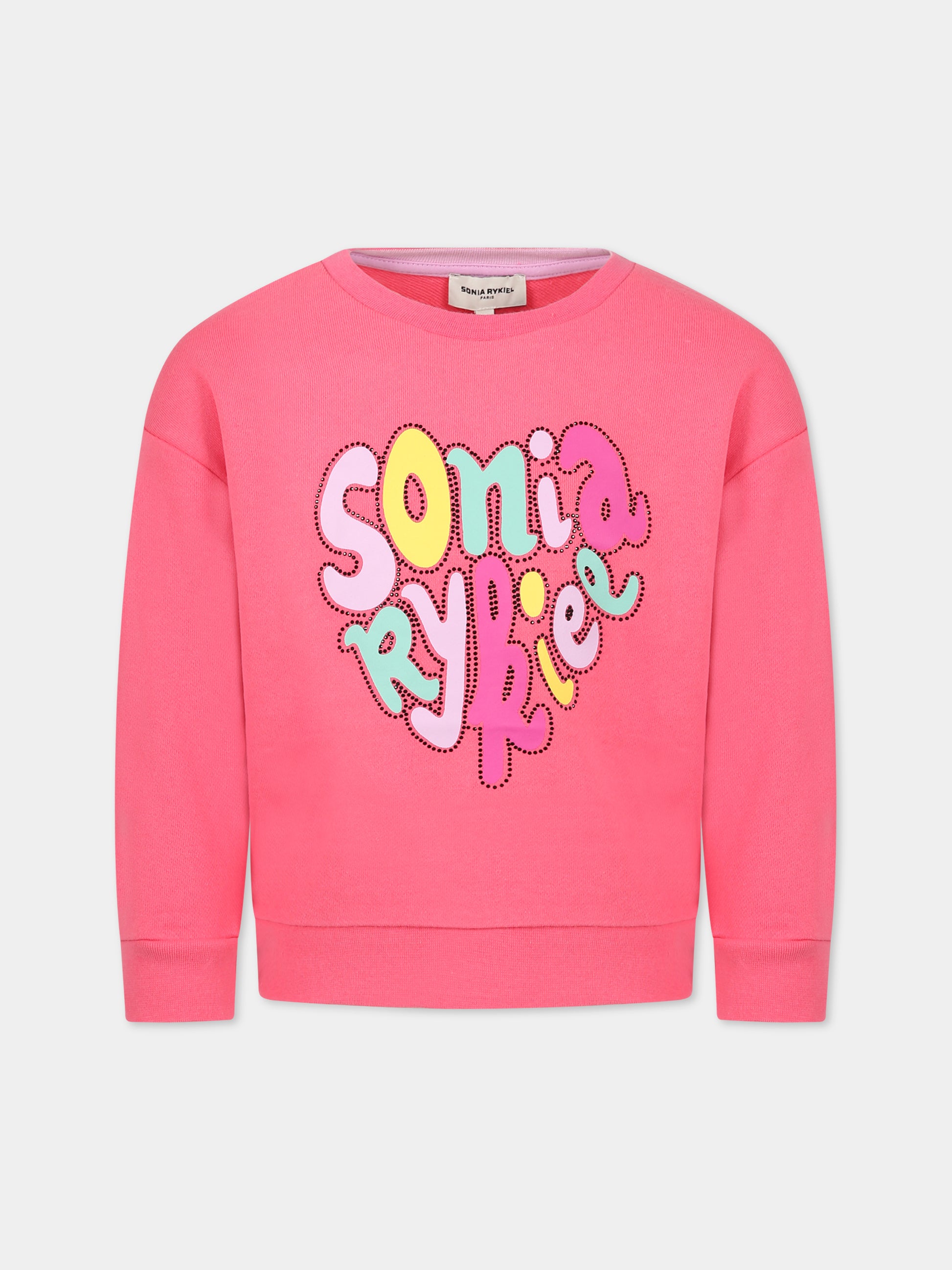 Felpa rosa per bambina con logo,Sonia Rykiel Paris,A15009 48K