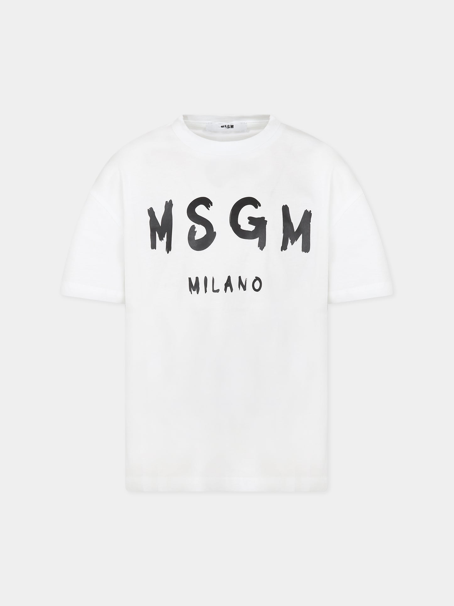 T-shirt bianca per bambina con logo,Msgm Kids,MS029372 001