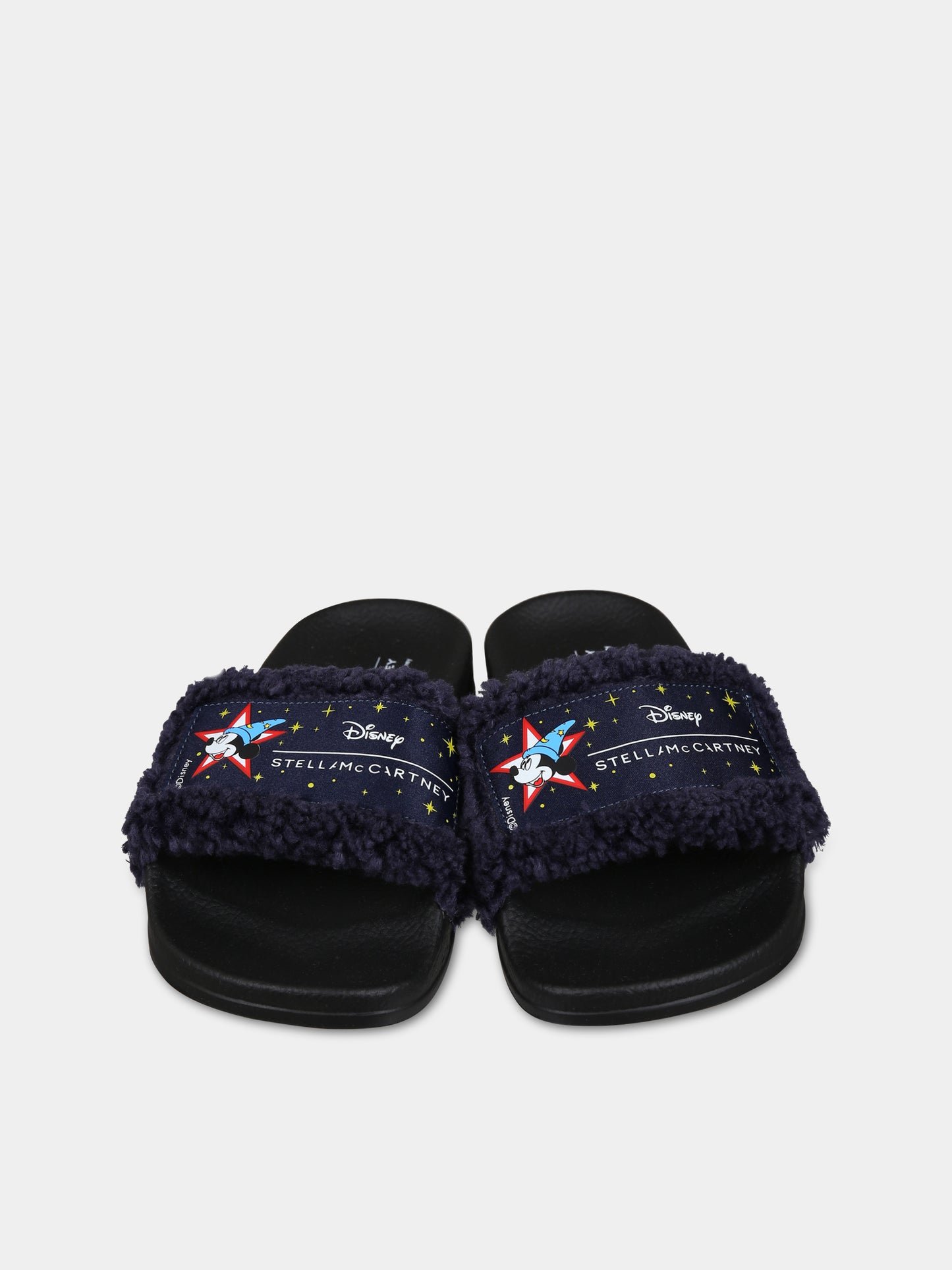 Ciabatte nere per bambino con logo e Topolino,Stella Mccartney Kids,8R0E56 Z1019 930BL
