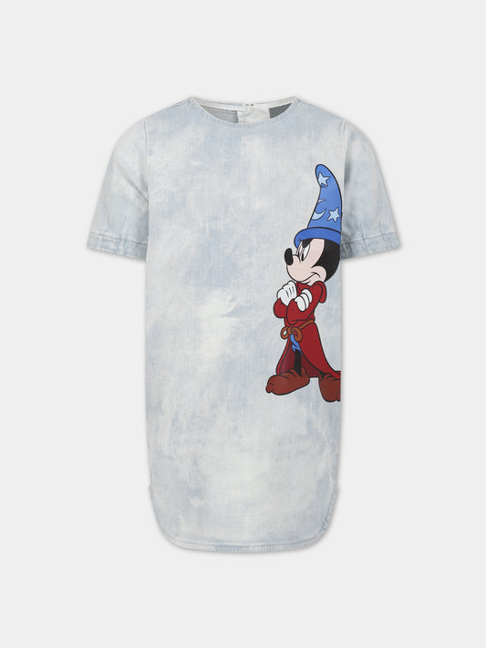 Vestito celeste per bambina con Topolino,Stella Mccartney Kids,8R1F83 Z1038 615