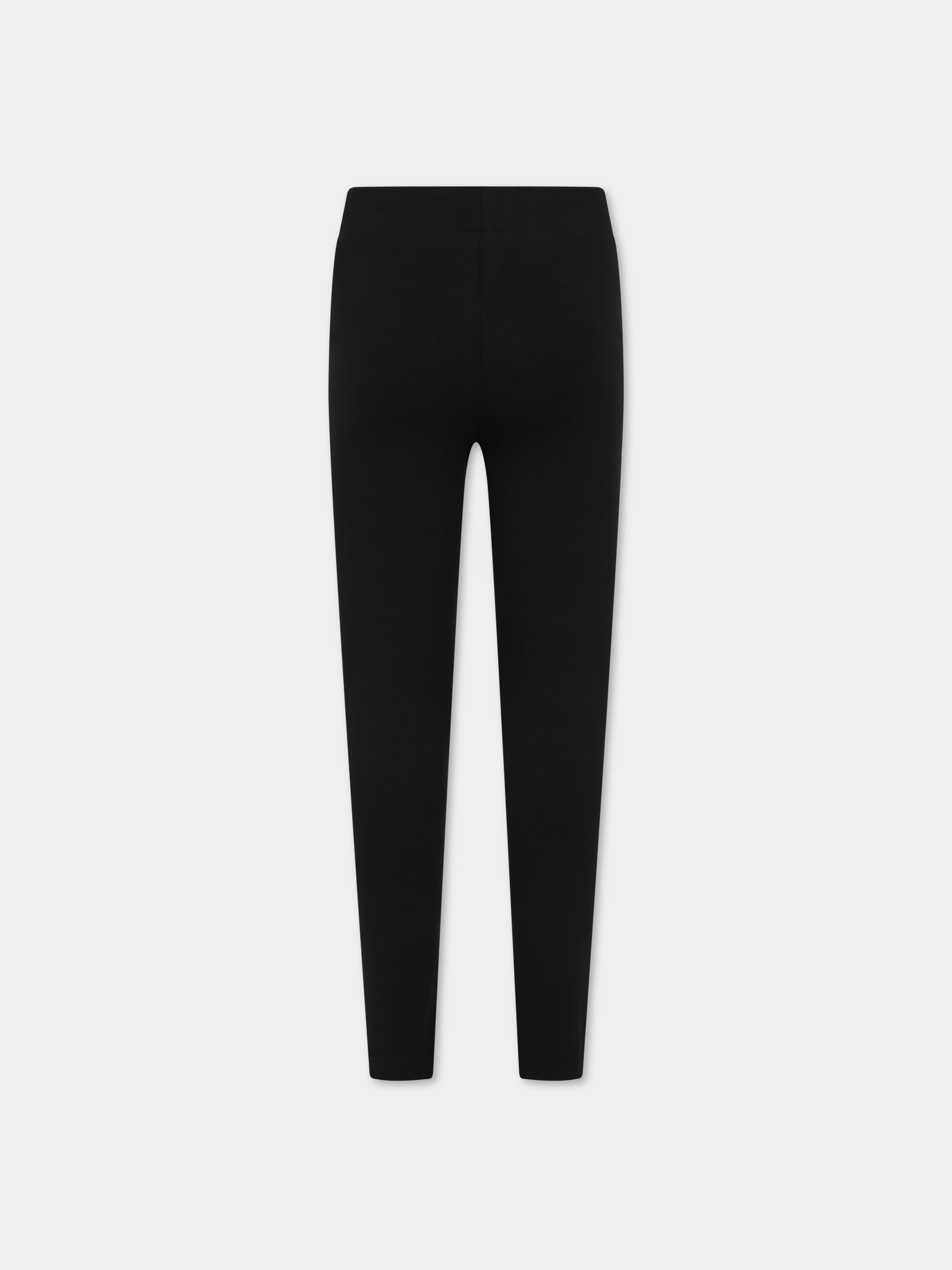 Leggings neri per bambina con logo,Moschino Kids,H4P047 LBA00 60100