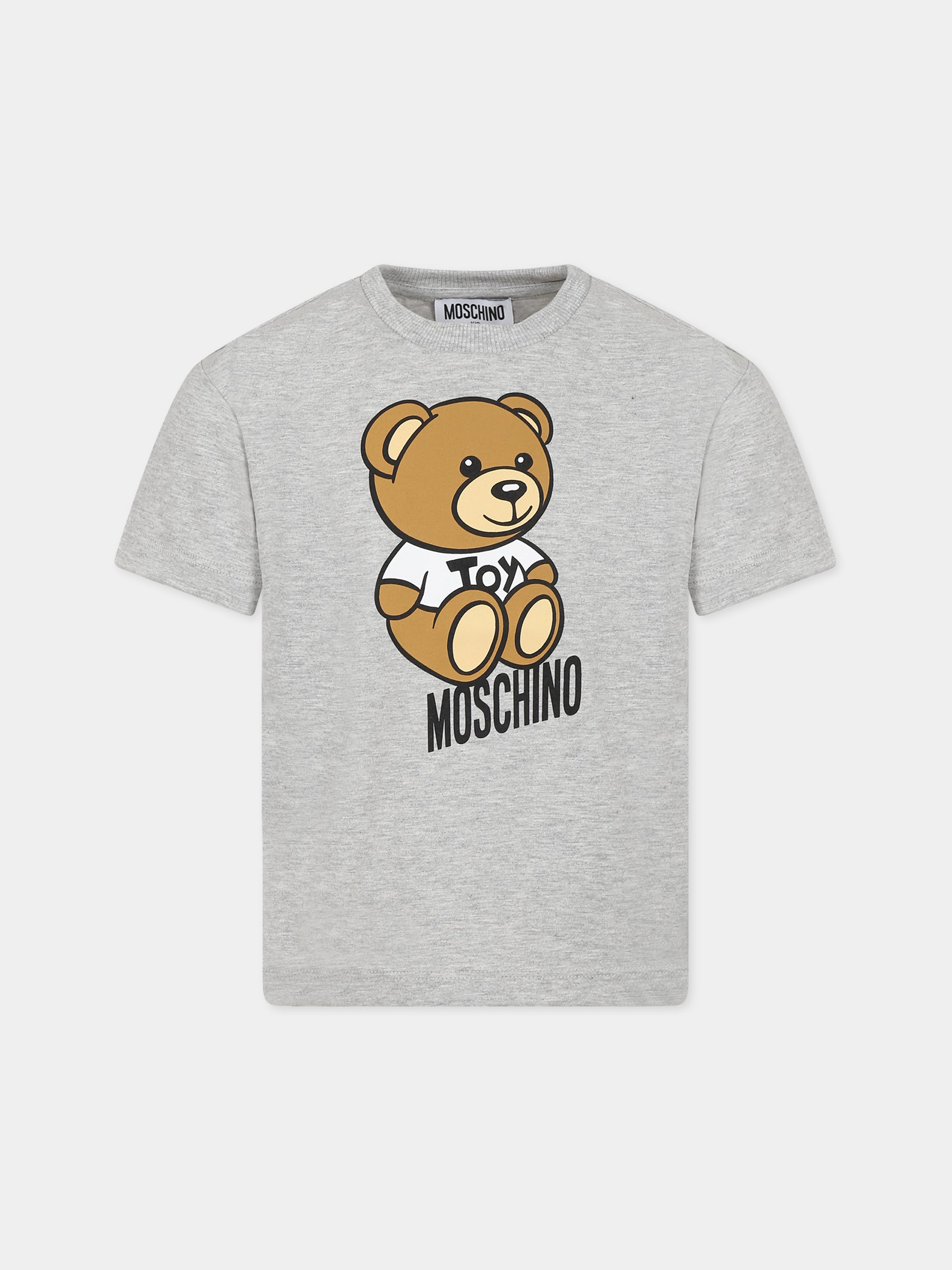 T-shirt grigia per bambini con Teddy Bear e logo,Moschino Kids,HMM046 LBA10 60926