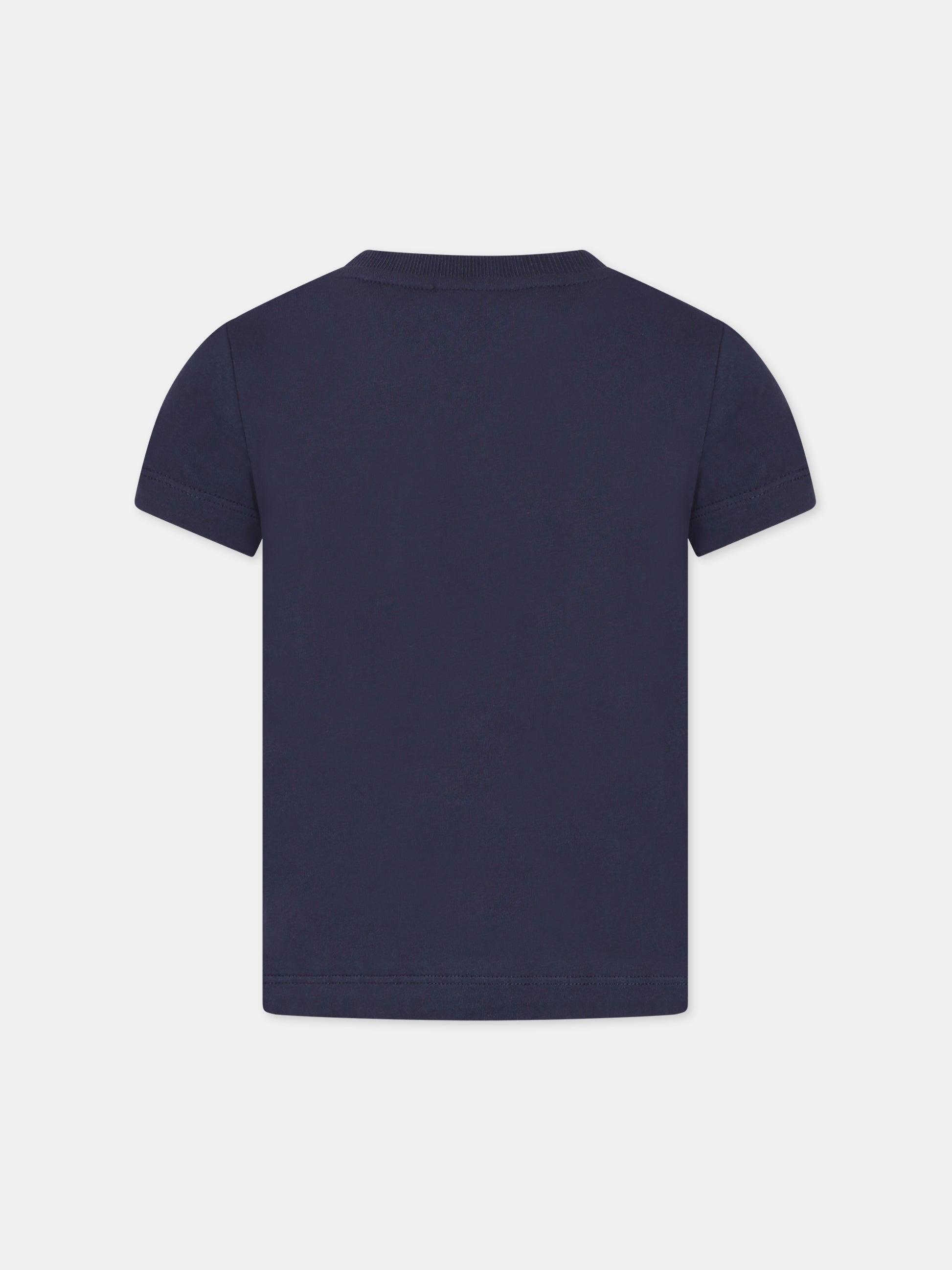 T-shirt blu per bambino con Teddy Bear e logo,Moschino Kids,HUM04E LAA02 40016