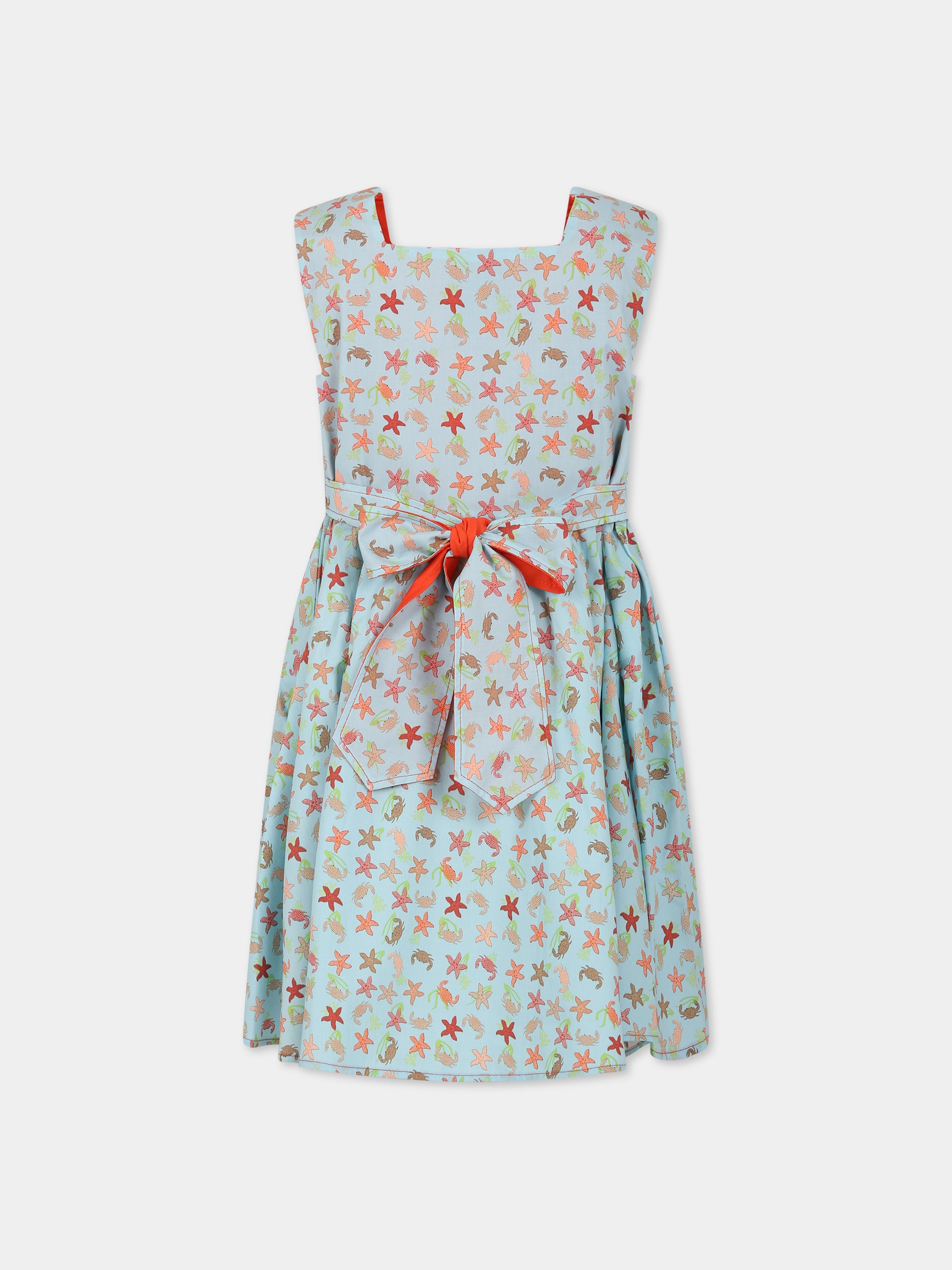 Vestito celeste per bambina con stampa,Farway Milano,ABS04PKT