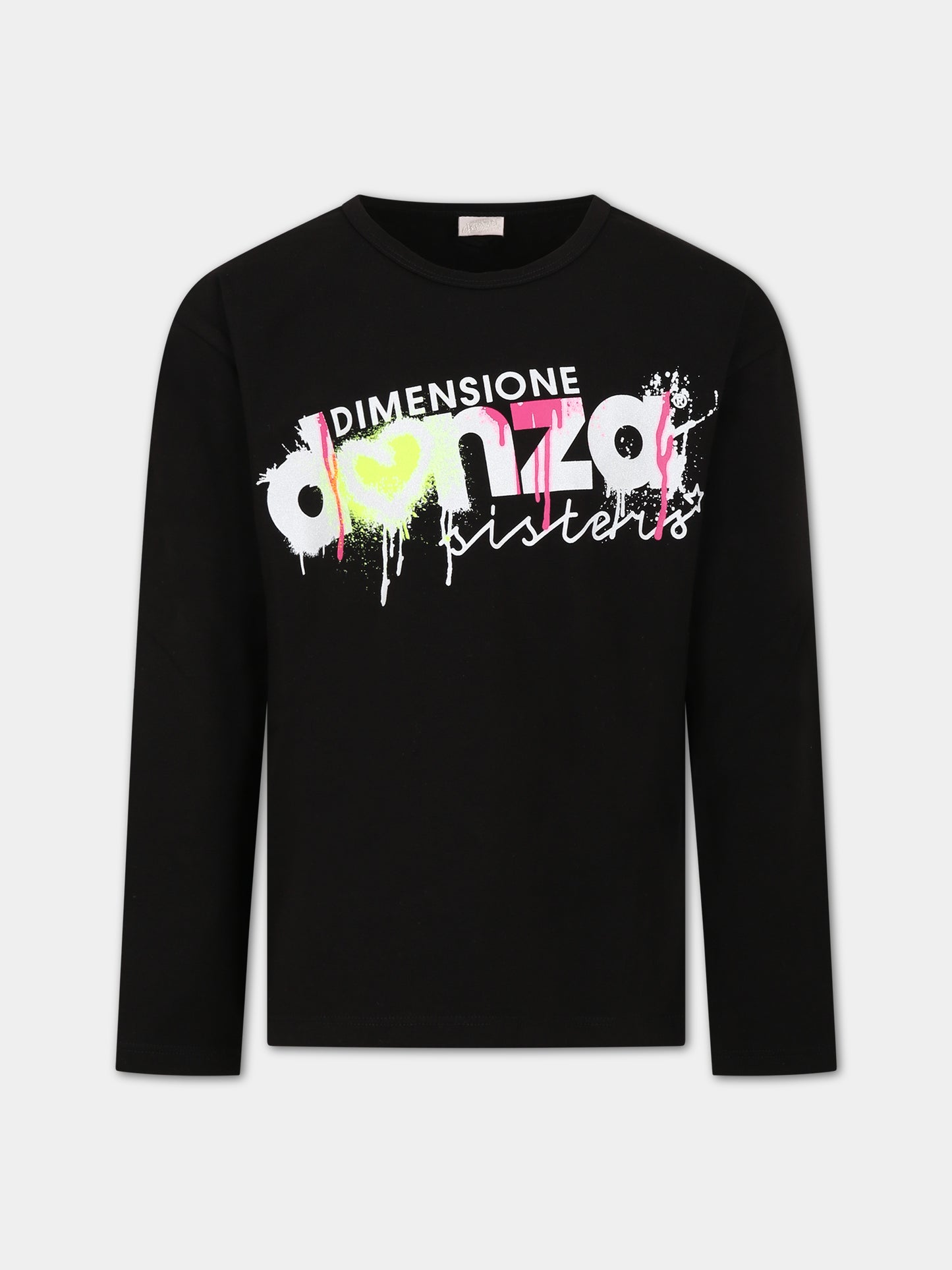 T-shirt nera per bambina con logo,Dimensione Danza,031660 110