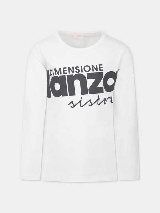 T-shirt bianca per bambina con logo,Dimensione Danza,031682 002