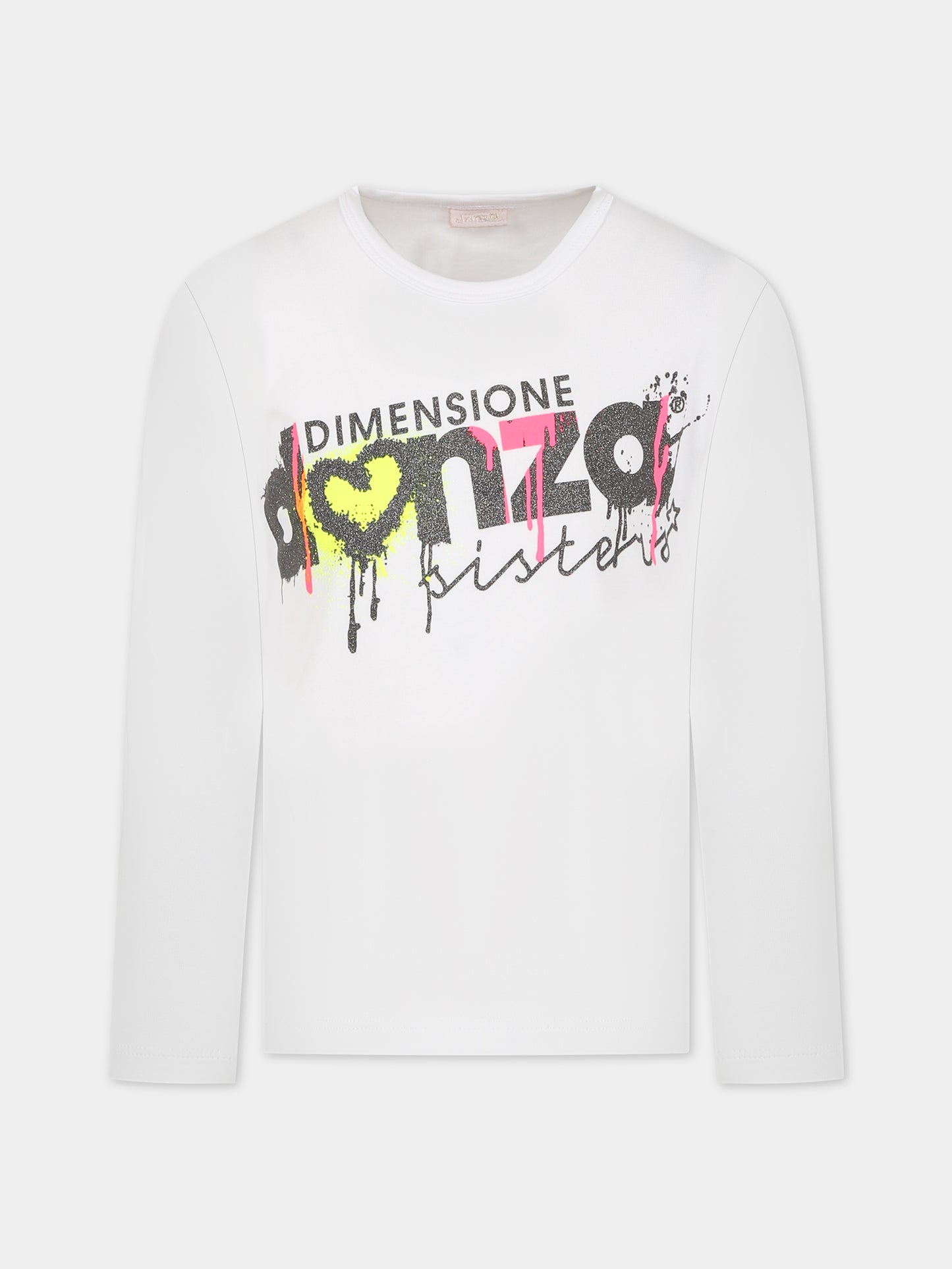 T-shirt bianca per bambina con logo e stampa,Dimensione Danza,031920 002