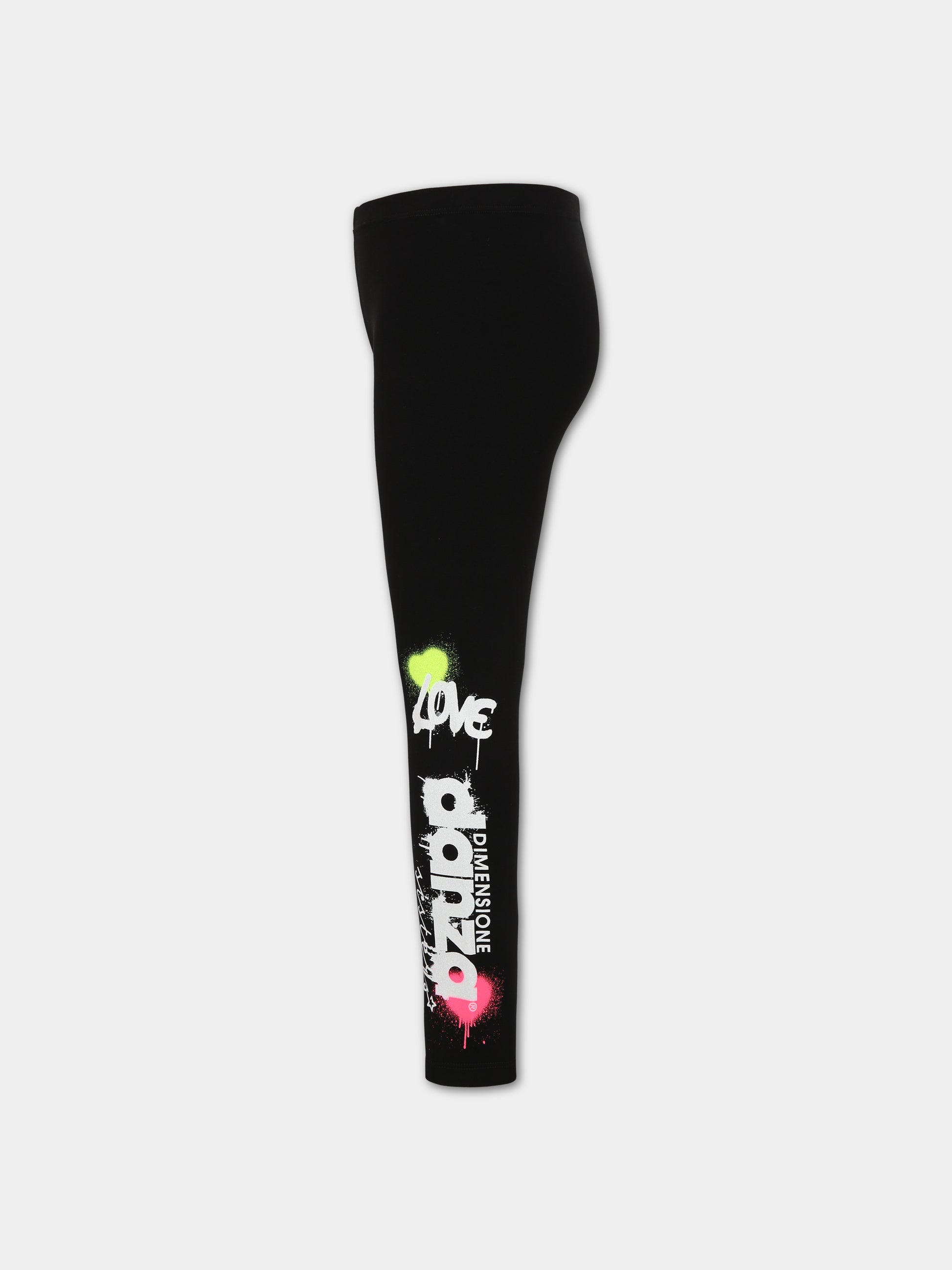 Leggings neri per bambina con logo con stampa,Dimensione Danza,031922 110