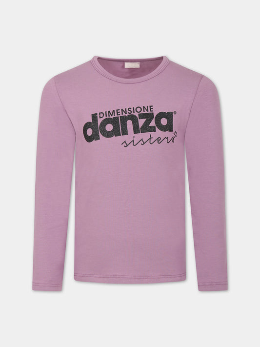 T-shirt viola per bambina con logo,Dimensione Danza,032165 046