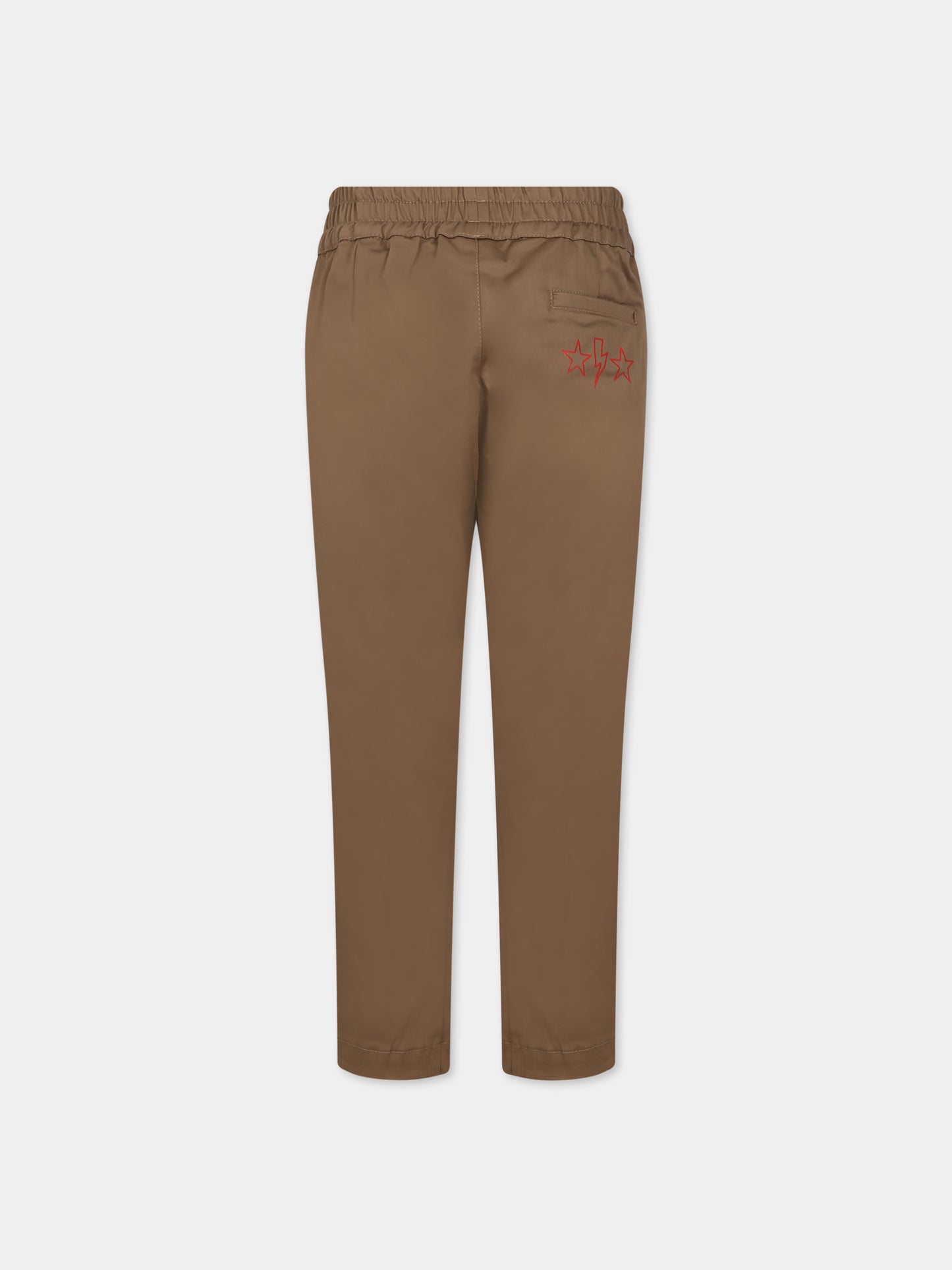 Pantaloni marroni per bambino con iconica saetta e logo,Neil Barrett Kids,033617 225