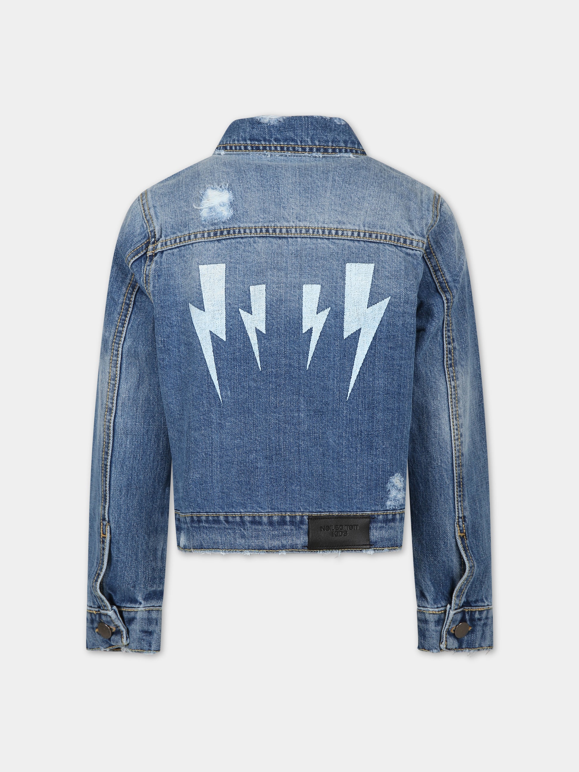 Giubbotto blu con iconico fulmine per bambino,Neil Barrett Kids,033638 126