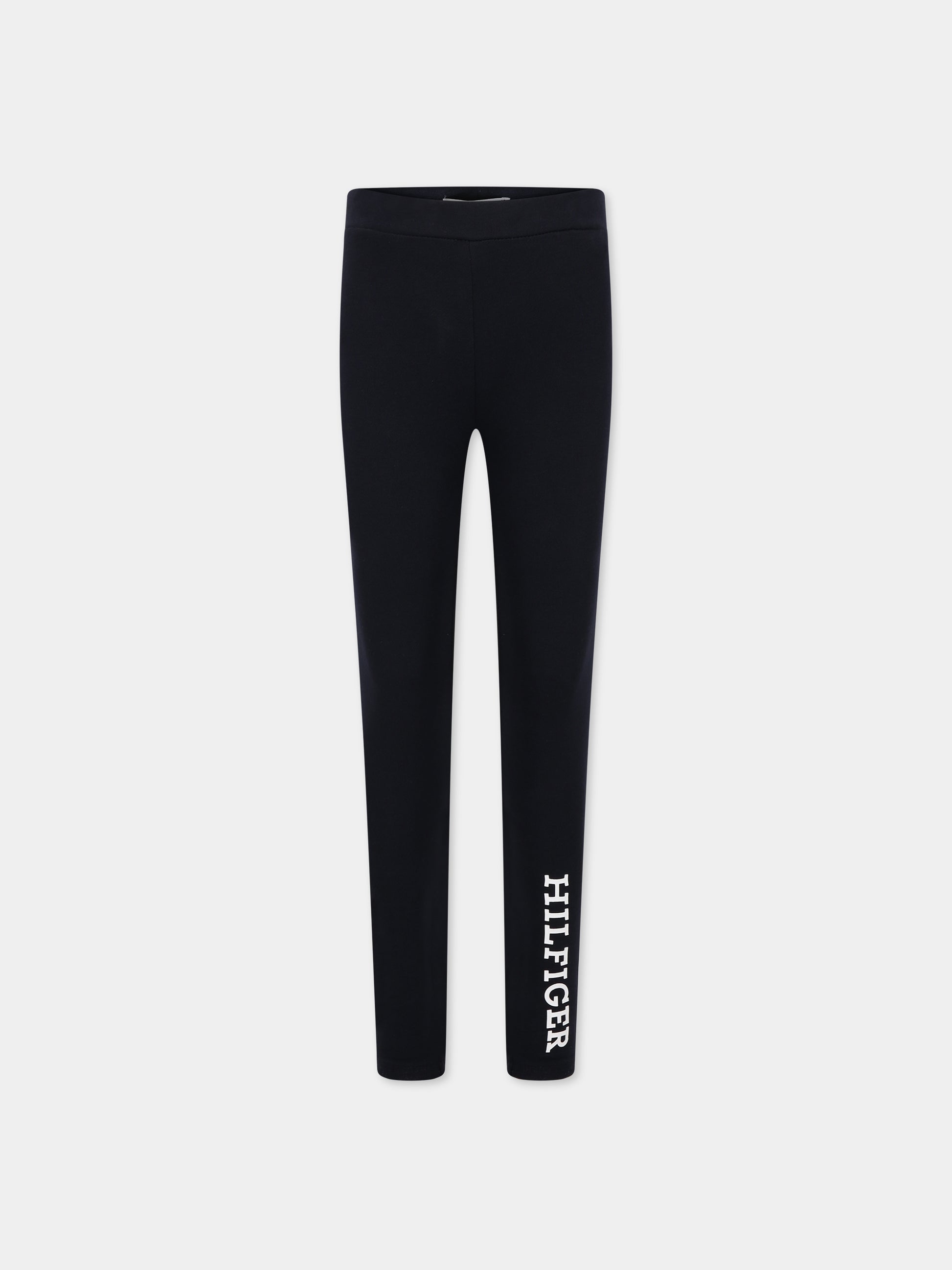 Leggings blu per bambina con logo,Tommy Hilfiger Junior,KG0KG07410 DW5