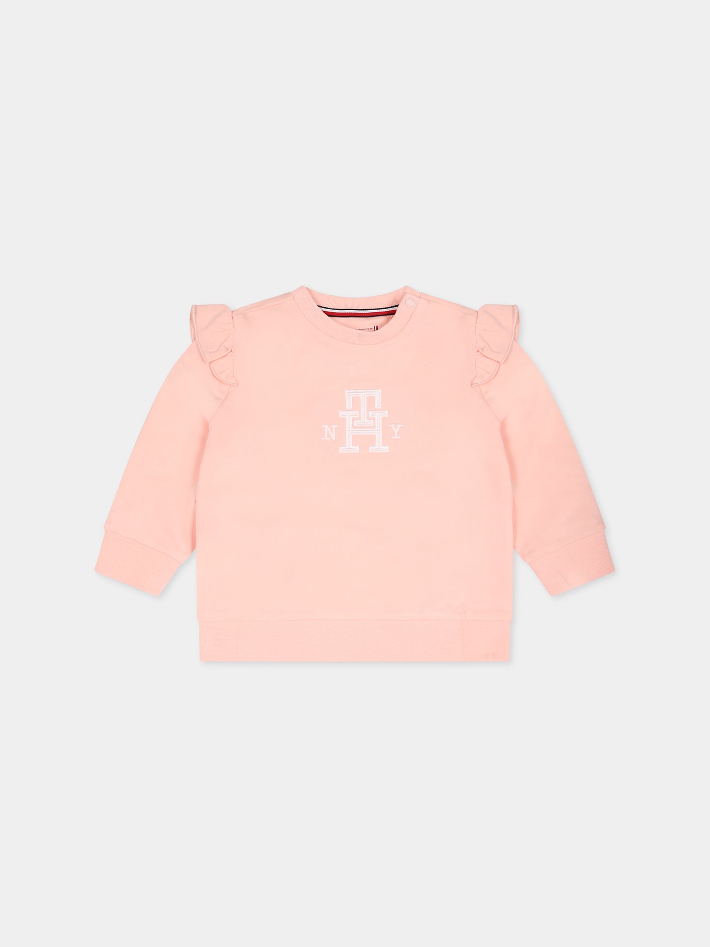 Felpa rosa per neonata con monogramma,Tommy Hilfiger Junior,KN0KN01696 TJS