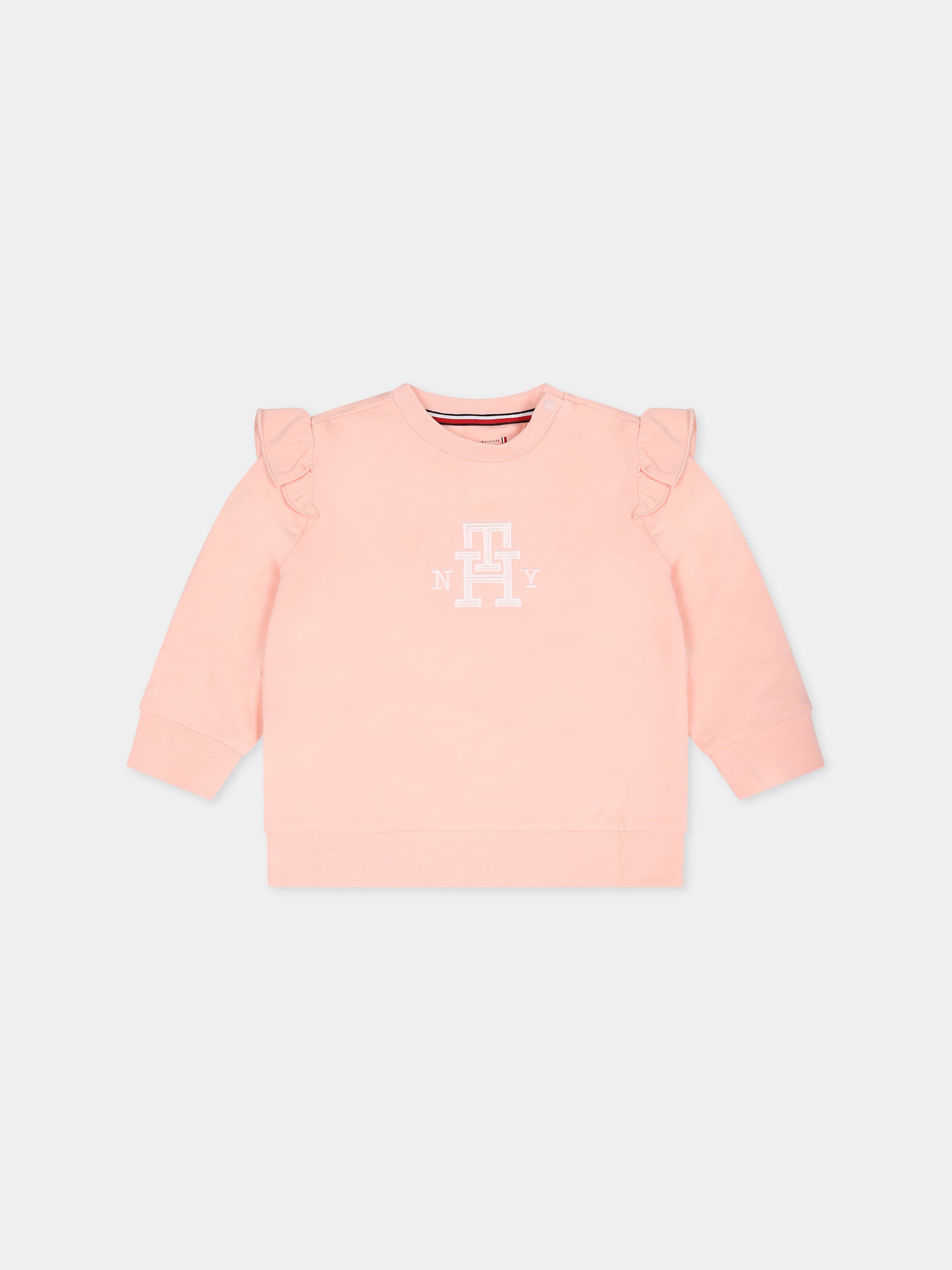 Felpa rosa per neonata con monogramma,Tommy Hilfiger Junior,KN0KN01696 TJS