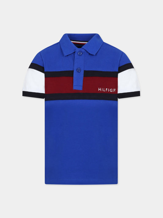 Polo blu per bambino con logo,Tommy Hilfiger Junior,KB0KB08158-