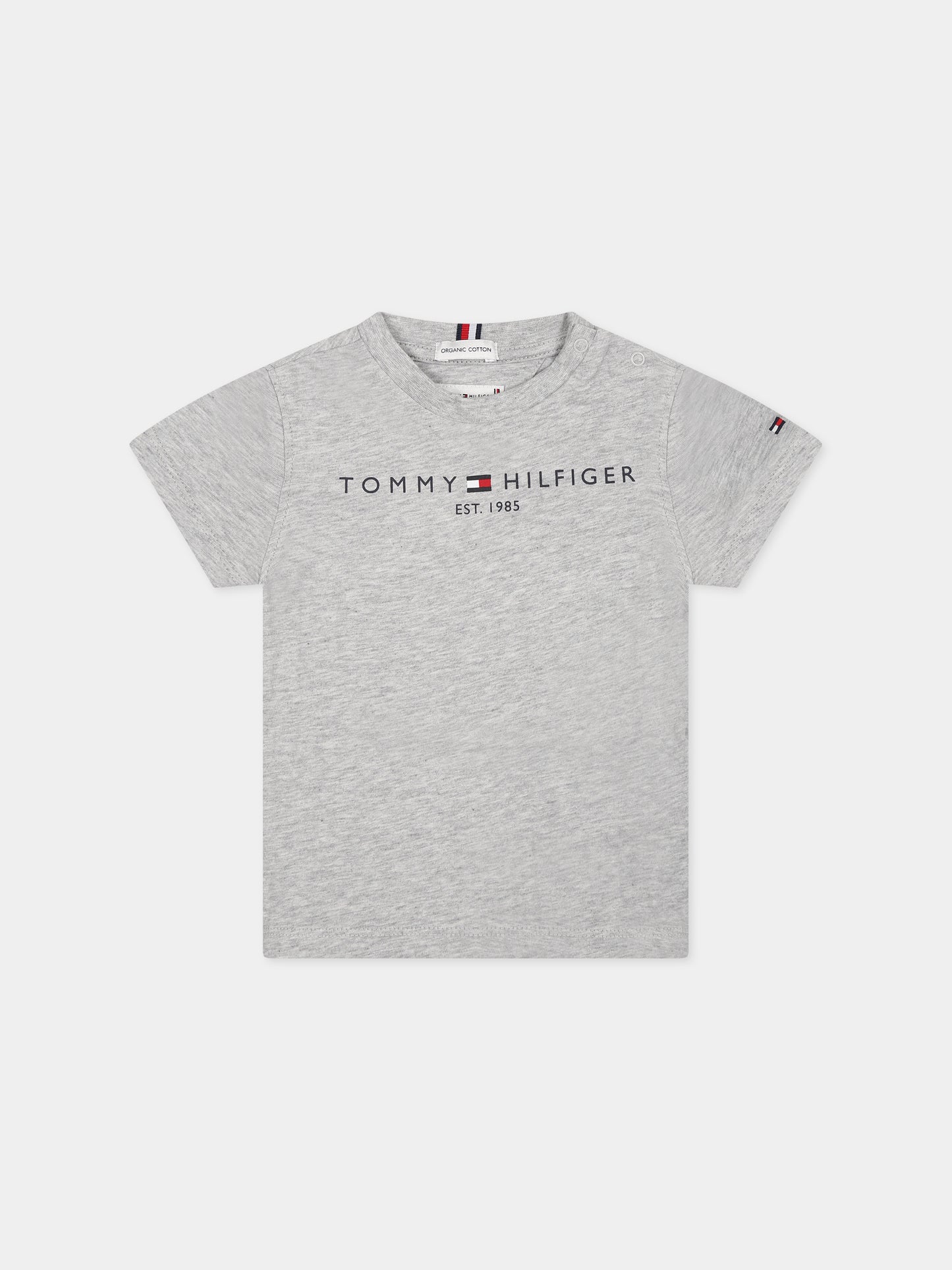T-shirt grigia per neonato con logo,Tommy Hilfiger Junior,KS0KS00210 T01