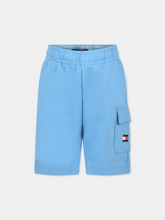 Shorts celesti per bambino con stampa,Tommy Hilfiger Junior,KB0KB08096