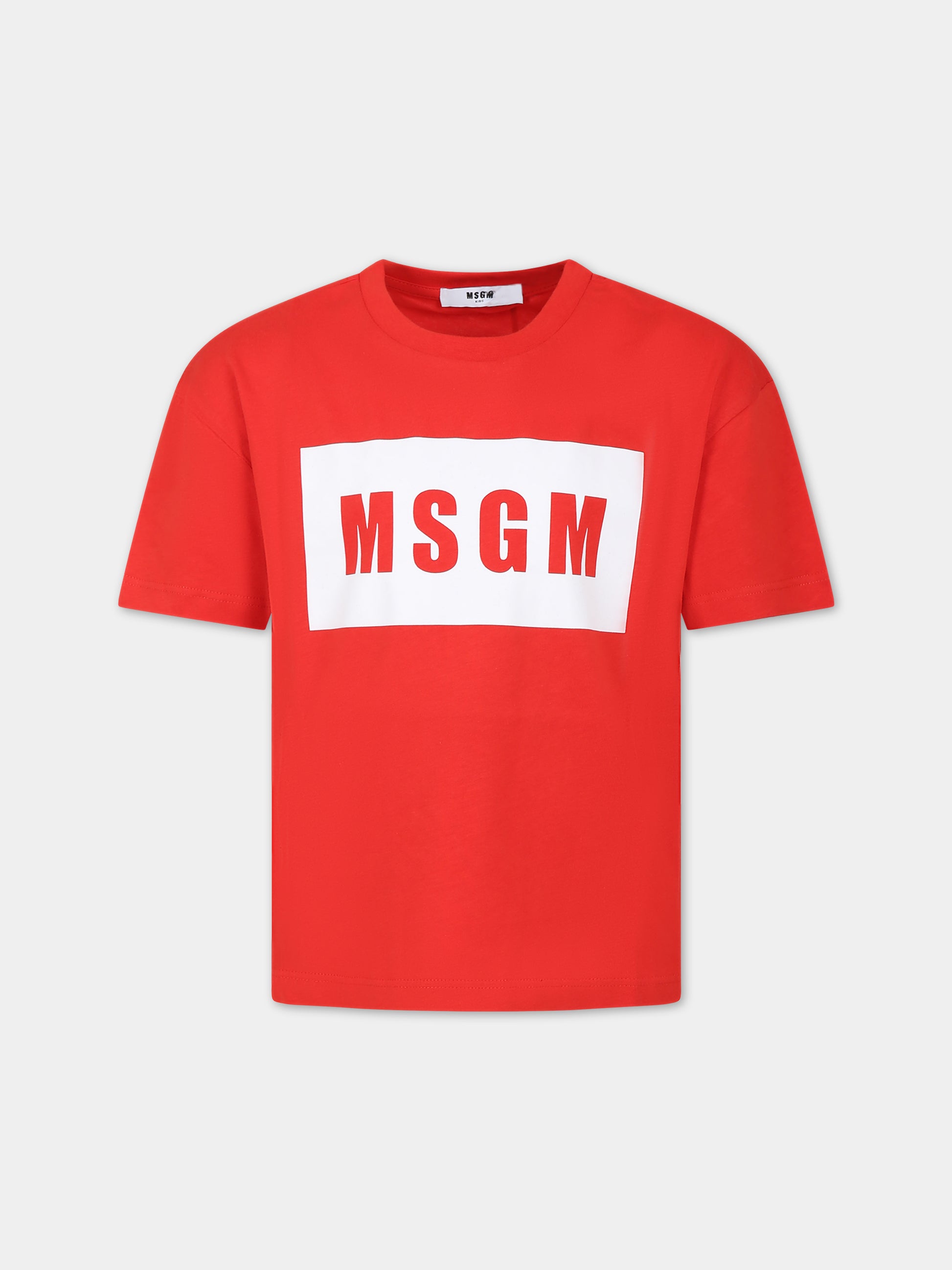 T-shirt rossa per bambini con logo,Msgm Kids,MS029317 040