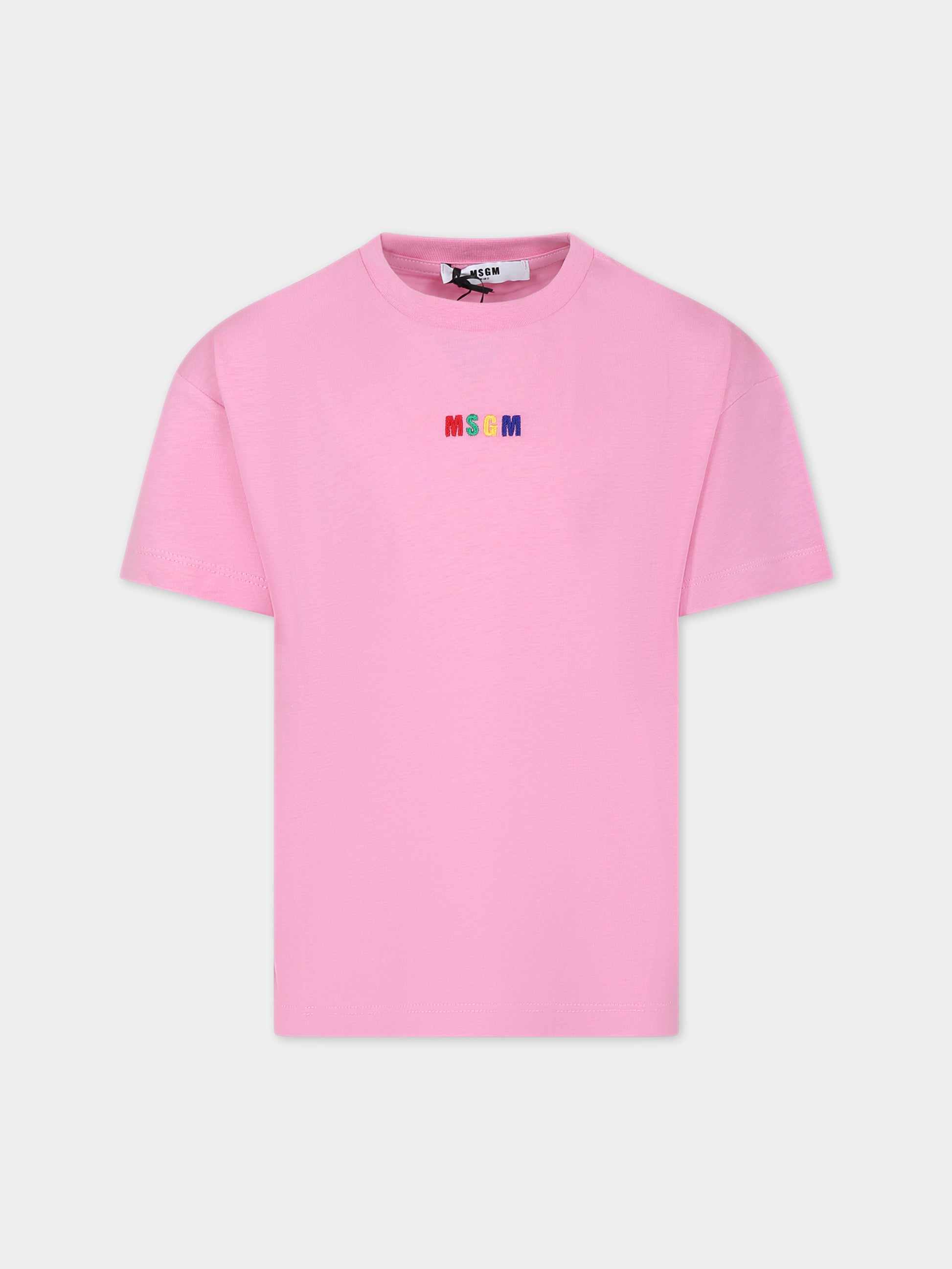 T-shirt rosa per bambina con logo,Msgm Kids,MS029319 042