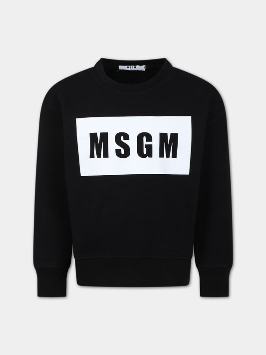 Felpa nera per bambini con logo,Msgm Kids,MS029322 110