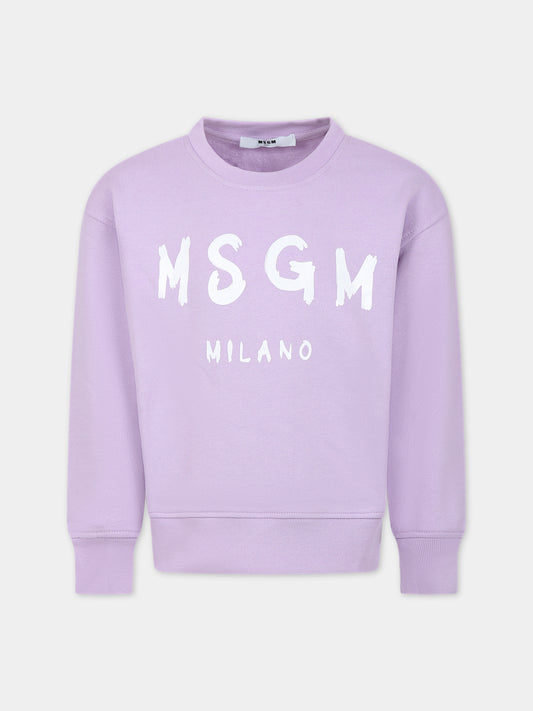 Felpa lilla per bambina con logo,Msgm Kids,MS029324 071