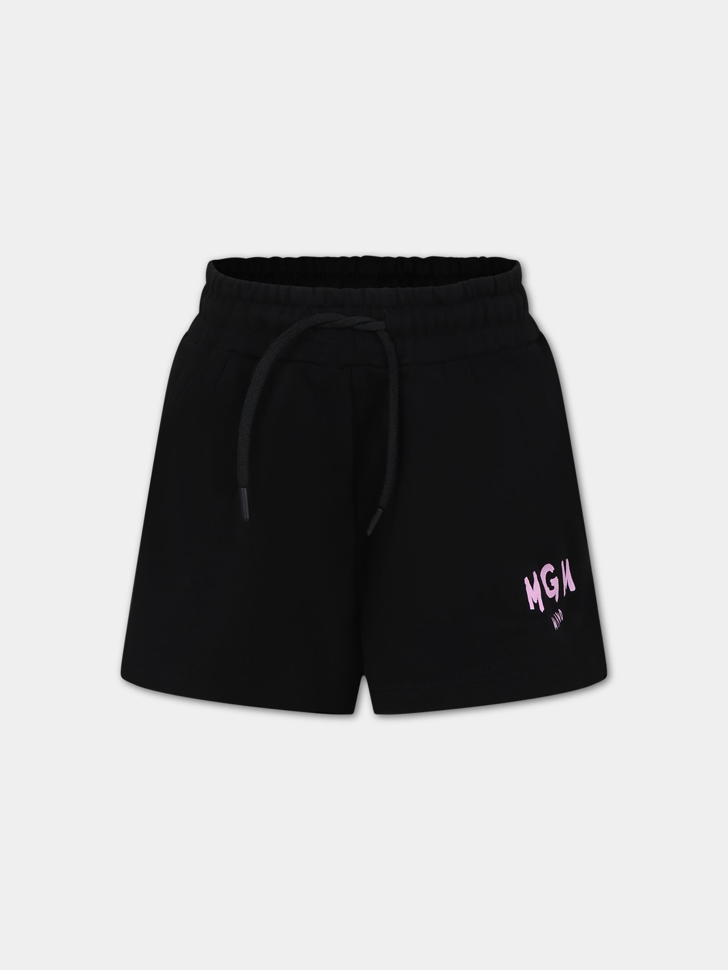 Shorts neri per bambina con logo,Msgm Kids,MS029329 110/08