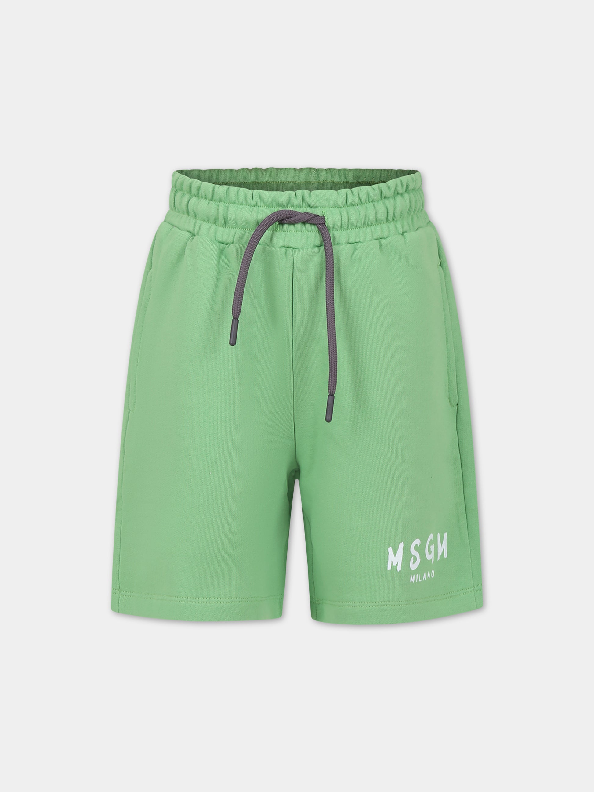 Shorts verdi per bambino con logo,Msgm Kids,MS029331 902