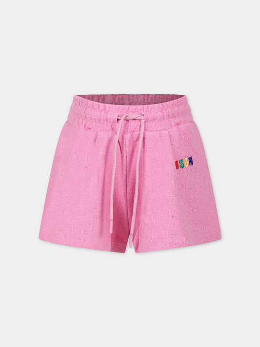 Shorts rosa per bambina con logo,Msgm Kids,MS029338 042