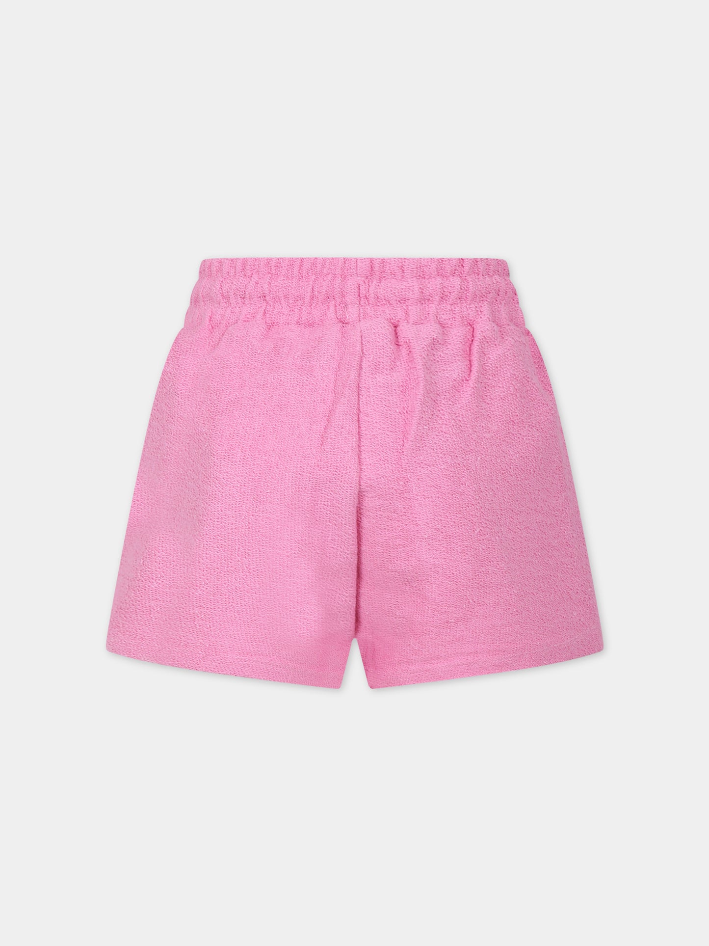 Shorts rosa per bambina con logo,Msgm Kids,MS029338 042