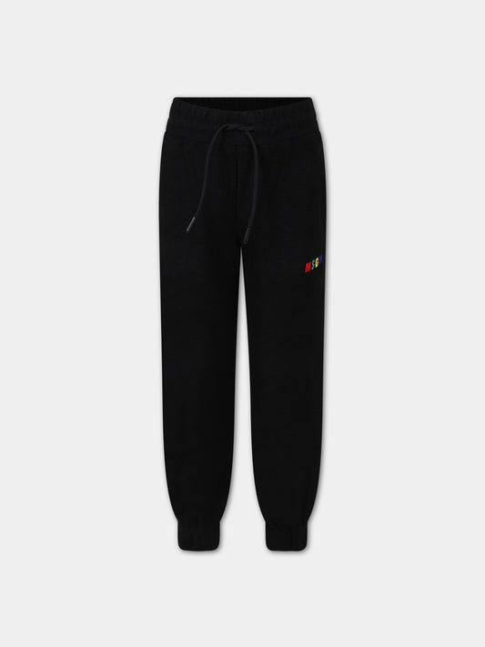 Pantaloni neri per bambini con logo,Msgm Kids,MS029341 110