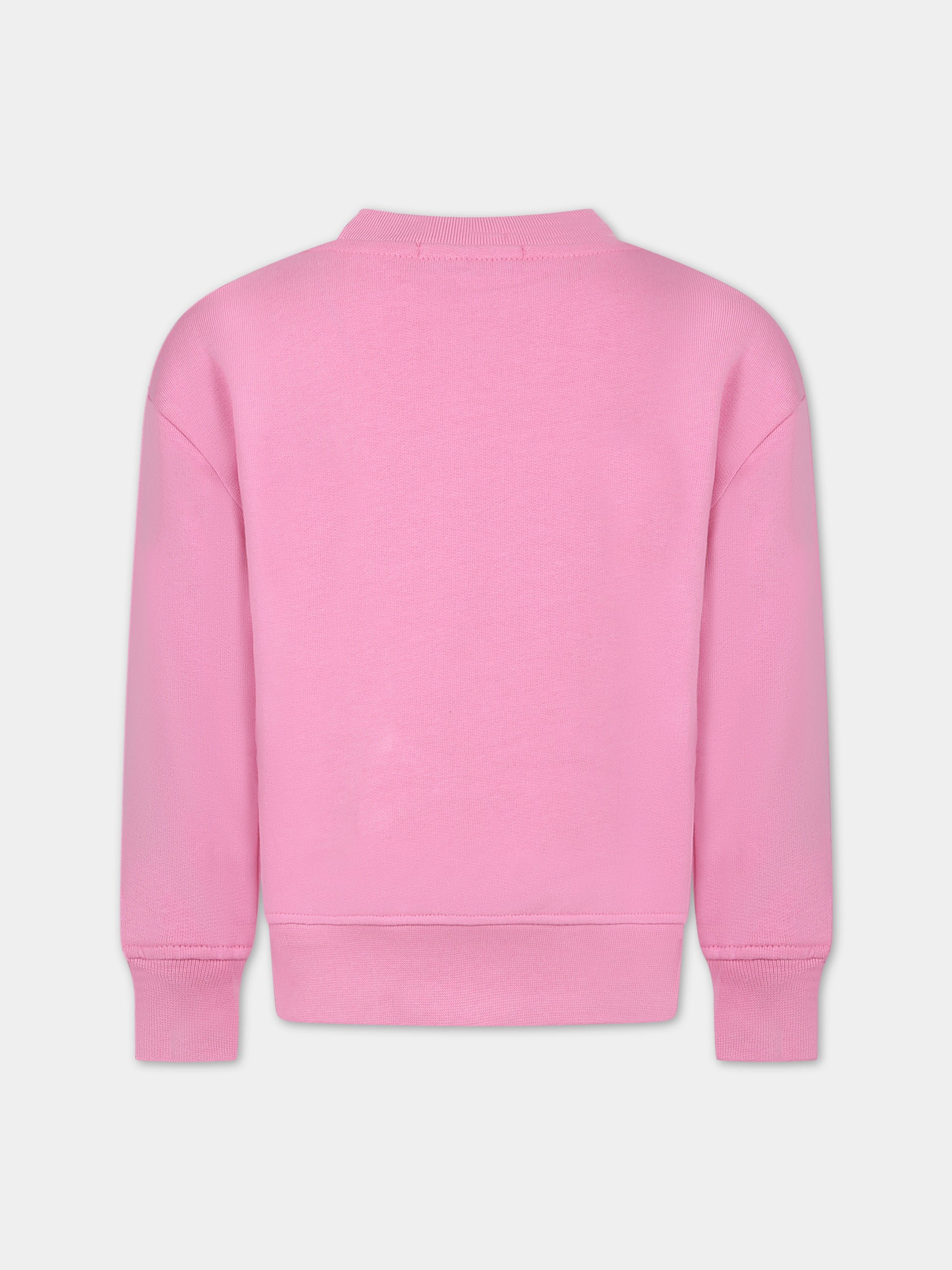 Felpa rosa per bambina con logo,Msgm Kids,MS029373 042