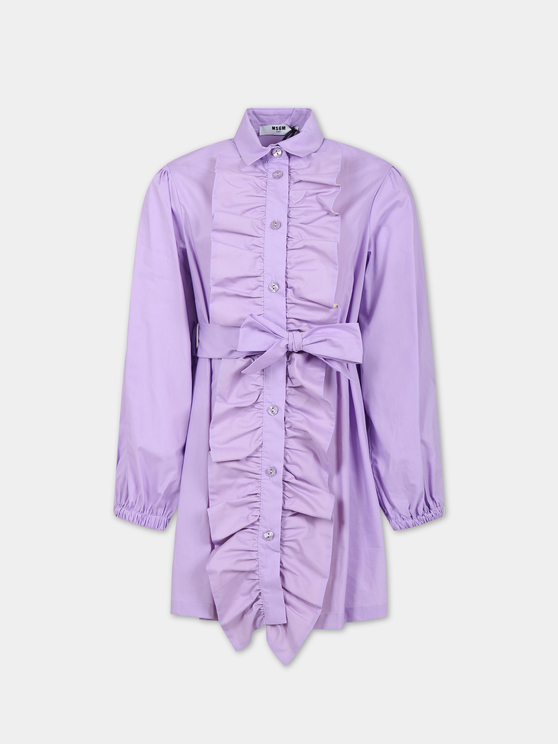 Vestito lilla per bambina con logo,Msgm Kids,MS029427 071