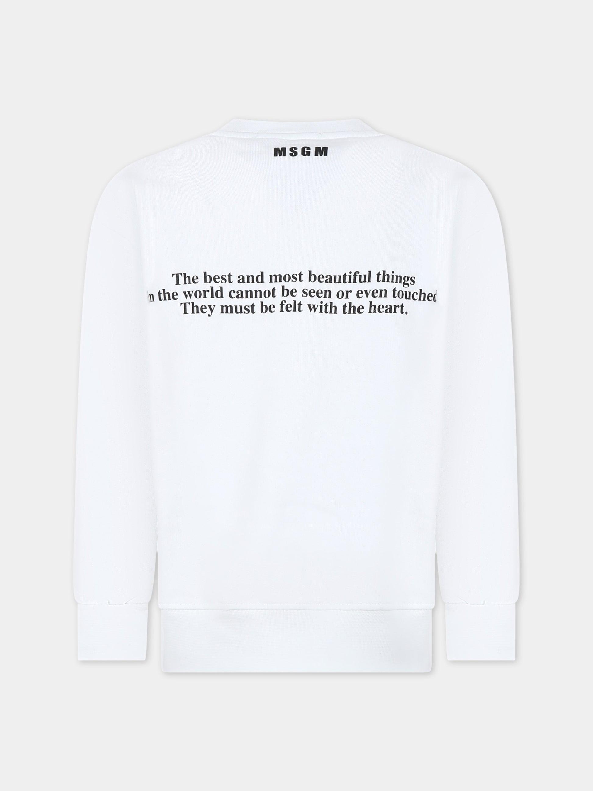 Felpa bianca per bambina con logo,Msgm Kids,MS029435 001