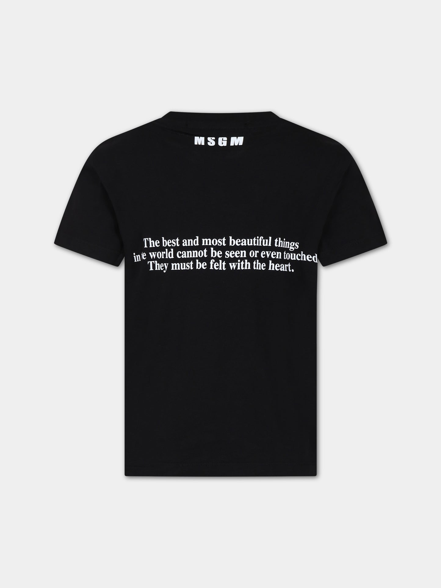T-shirt nera per bambina con logo,Msgm Kids,MS029443 110