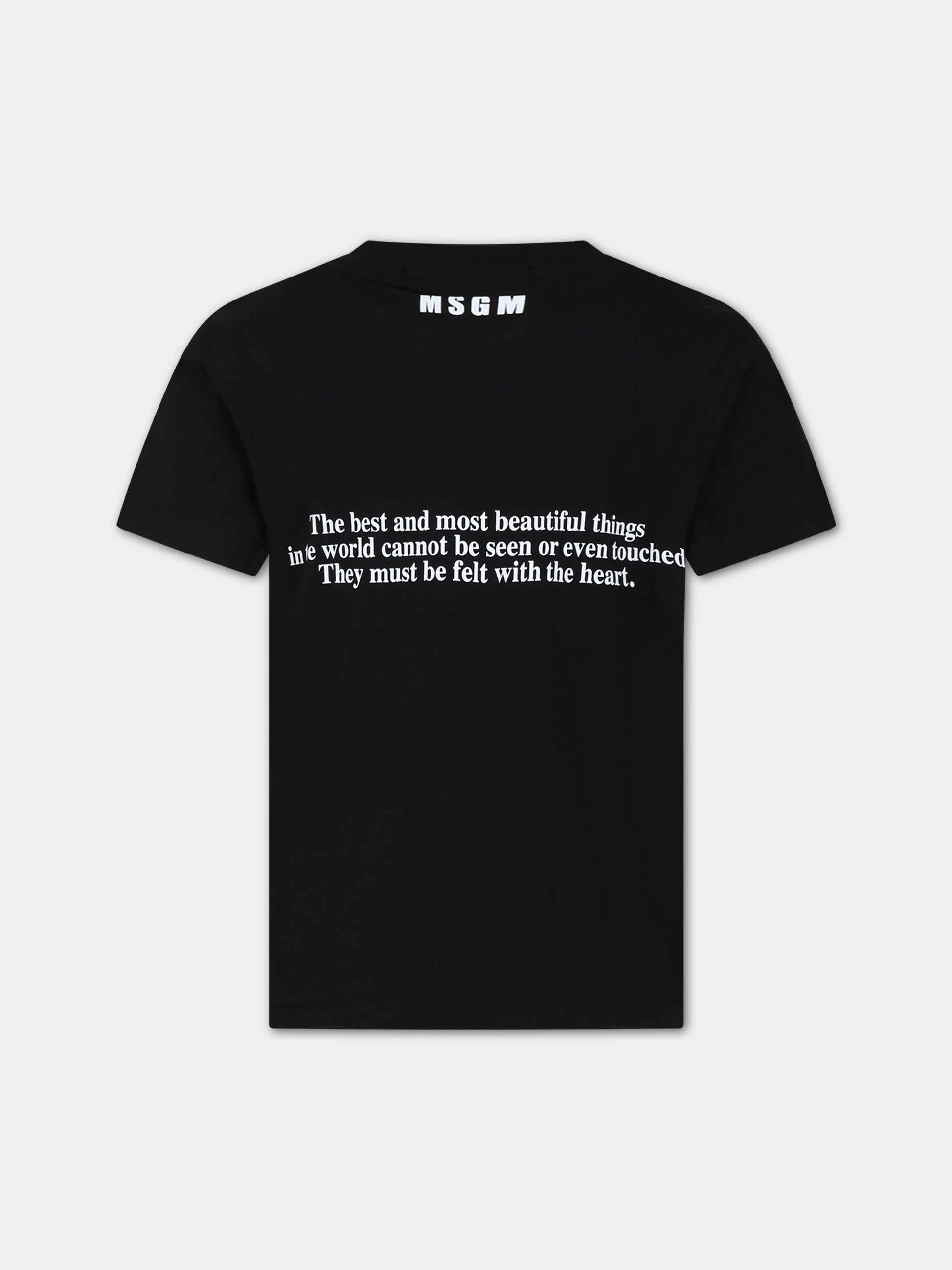 T-shirt nera per bambina con logo,Msgm Kids,MS029443 110