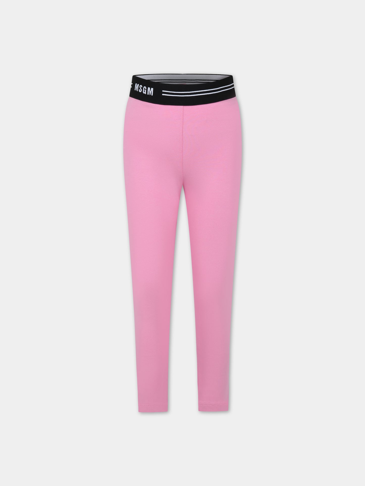 Leggings rosa per bambina con logo,Msgm Kids,MS029461 042