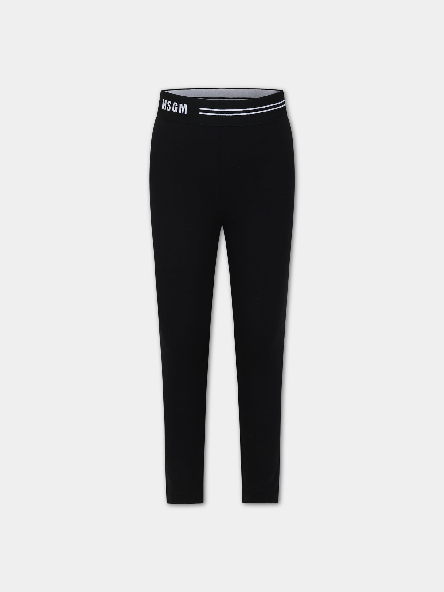 Leggings neri per bambina con logo,Msgm Kids,MS029461 110