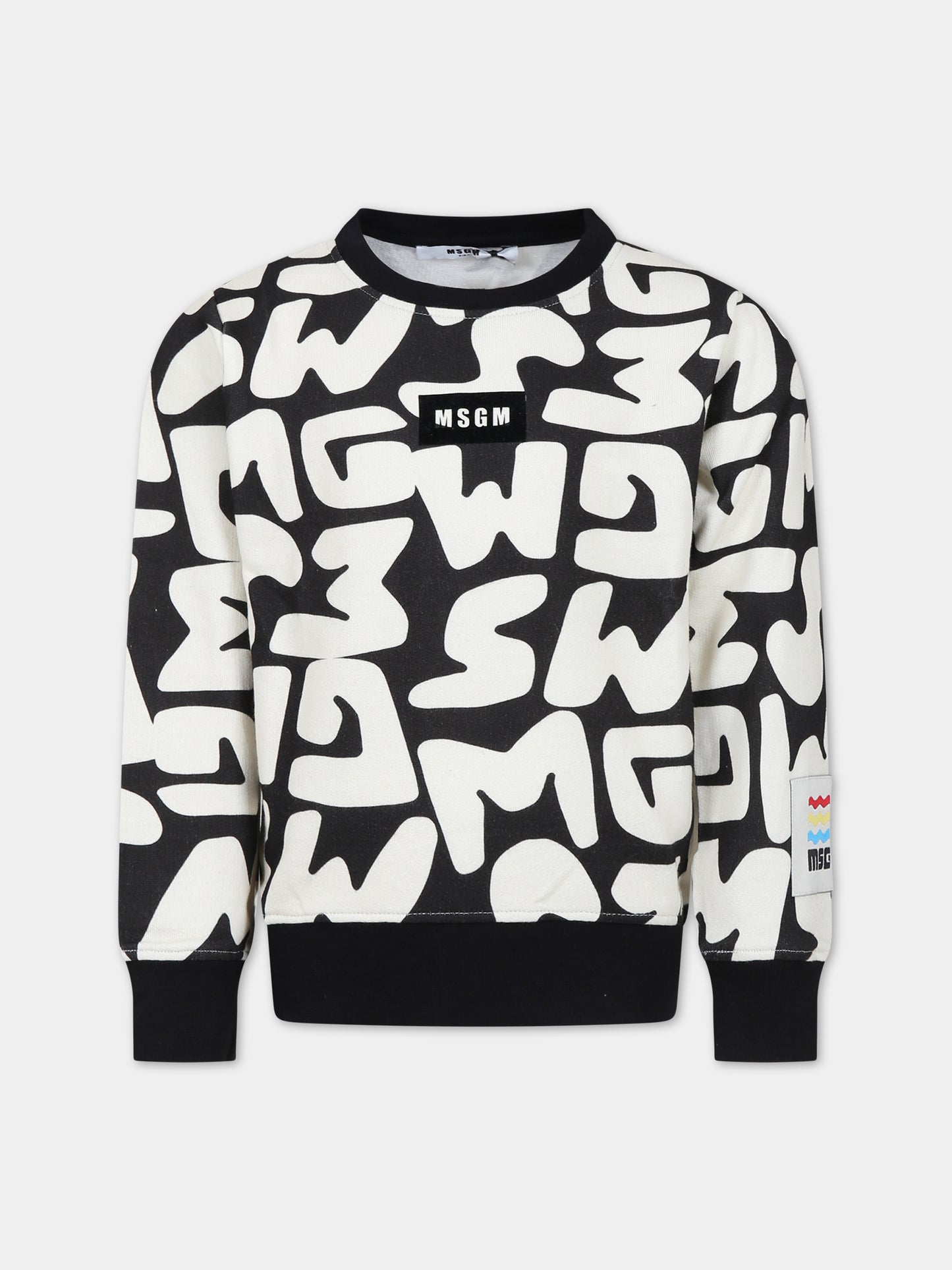 Felpa nera per bambino con logo,Msgm Kids,MS029498 200