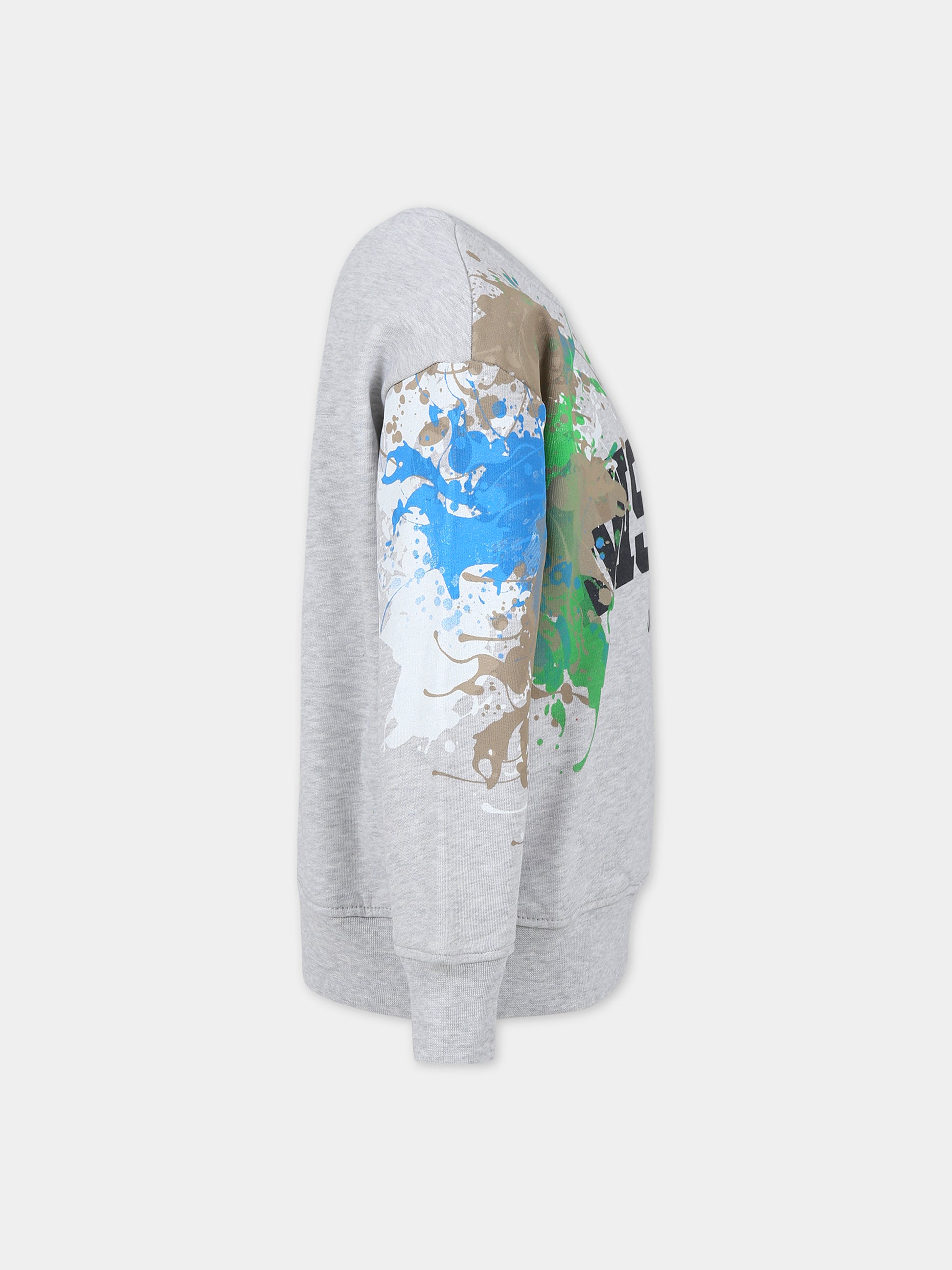 Felpa grigia per bambino con logo e stampa,Msgm Kids,MS029549 107