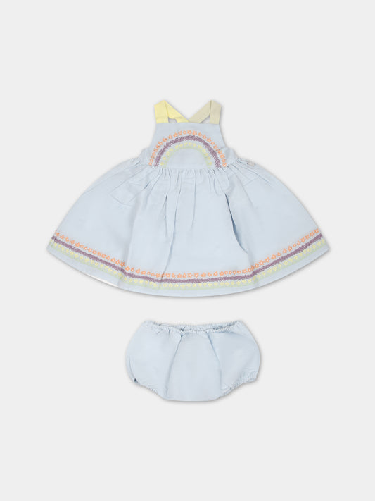 Vestito celeste per neonata con fiori,Stella Mccartney Kids,TS1142 Z0138 601