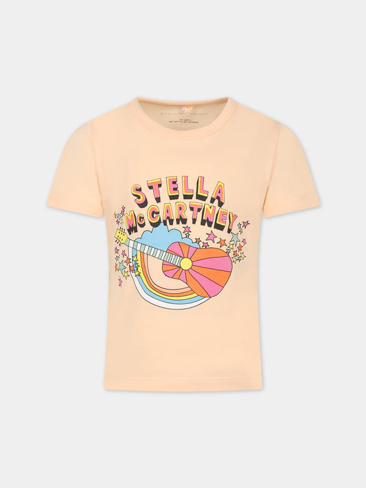 T-shirt rosa per bambina con logo e stampa,Stella Mccartney Kids,TS8A11 Z0434 504