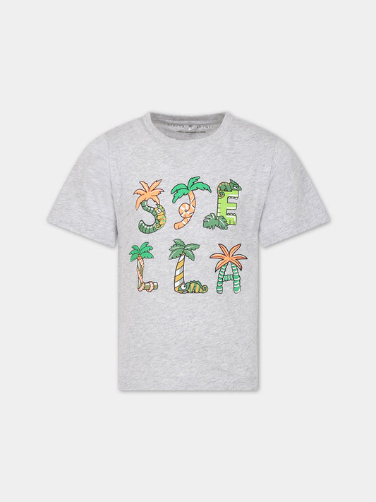T-shirt grigia per bambino con logo,Stella Mccartney Kids,TS8R21 Z0434 904